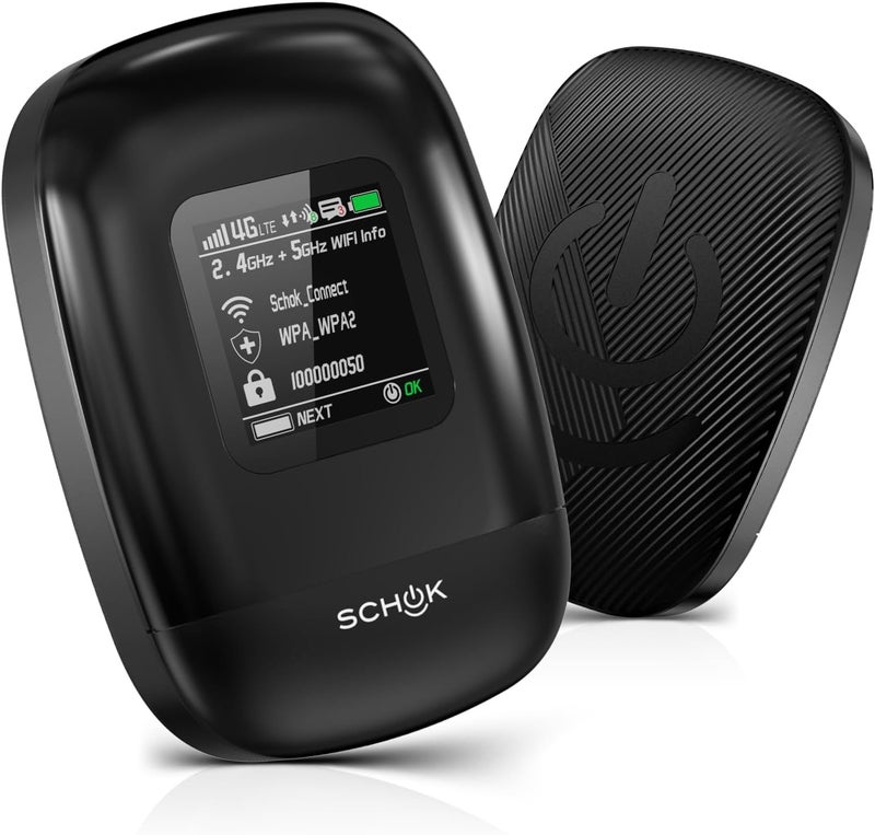 Schok 4G LTE Portable WiFi - Cat 12 Mobile Hotspot Travel Router, 600Mbps Download High Speed, Dual Bands (2.4GHz/5GHz), Compatible with Verizon, T-Mobile, AT&T, Supports 16 Connected Devices - Image 1
